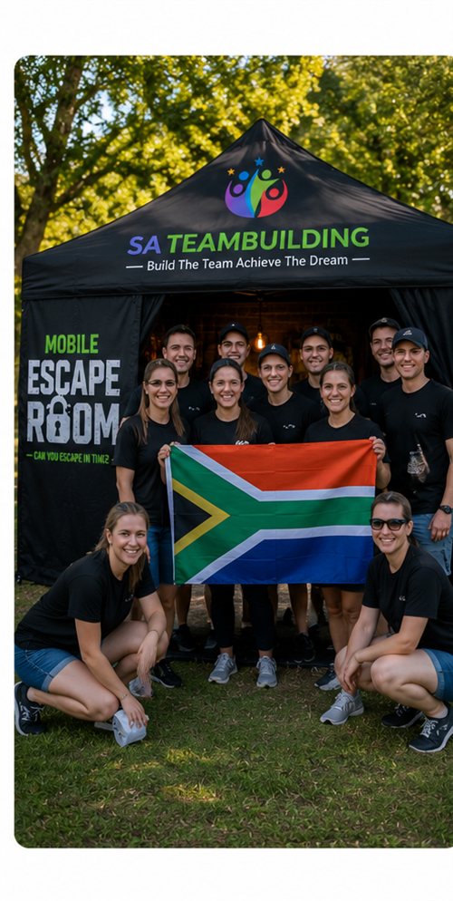 Team Building Group Photo at Mobile Escape Room